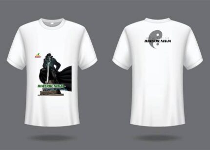 OM-PHC- IKWERRE NINJA WHITE SHORTS SLEEVE T-SHIRT(FRONT & BACK) POLO TSHIRT- T SHIRTS