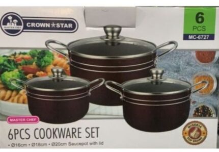 OM-PHC-CROWN STAR NON-STICK COOK WARE SET OF SIX