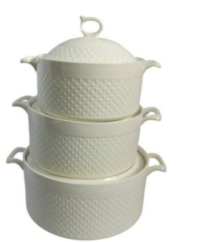 OMC-PHC-WHITE CERAMIC SOUP PLATE SET OF THREE